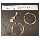 Sterling Earrings and Gold-Tone Hoops