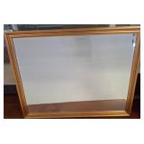 Rectangular Mirror with Gold-Tone Wood Frame