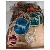 Glass Fishing Floats With Rope Nets