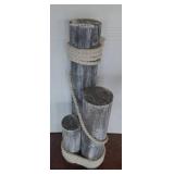 Decorative Wood Pilings with Rope Accent, 24in