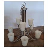Brushed Metal Chandelier with Frosted Glass Shades