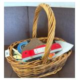 Wicker Basket with Assorted Hand Tools