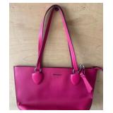 Pink Leather Tote Bag with Dual Handles