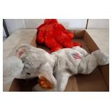 Two Ty Plush Toys: Elephant and Red Bear
