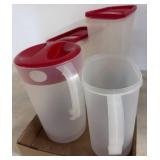 Plastic Kitchen Containers with Red Lids