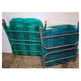 Folding Metal Cots with Green Plastic Mesh