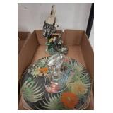 Decorative Plate and Stork Figurine Set