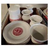 Ceramic Dinnerware Set With Red Asian Motif