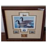 Framed Waterfowl Artwork and Stamps, 16/150