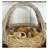 Wicker Basket with Decorative Seashells