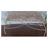 Metal Bench With Upholstered Floral Seat, 36in