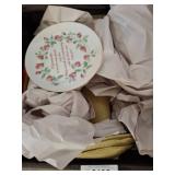 Decorative Plate, Pig Mug, and Glass Dish Lot