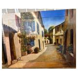 Signed Acrylic Street Scene on Canvas