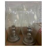 Glass Candle Holders with Metal Bases