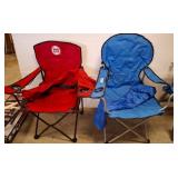Red and Blue Camping Chairs with Frames
