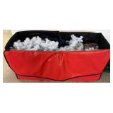 Red Storage Tote with Holiday Decorations