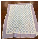 Patchwork Quilt with Light Blue and White Squares