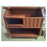 Cambro Rolling Service Cart, Brown Finish