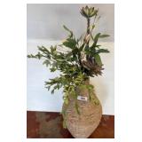 Woven Vase with Faux Greenery and Succulents