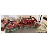 Painted Wooden Wagon with Figures and Accessories