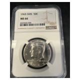 1965 SMS 50C Kennedy Half Dollar, MS 66