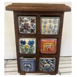 Wood Spice Box with Ceramic Drawers