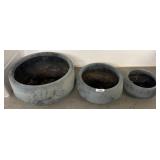 Three Concrete Planters, Circular Design