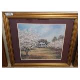 Framed Landscape Painting of Blossoming Trees