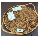 Pampered Chef Woven Round Tray and Stoneware