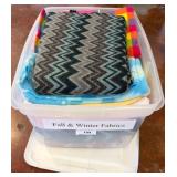 Plastic Bin of Fall and Winter Fabric Assorted Pri
