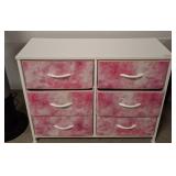 White Frame Dresser with Pink Fabric Drawers