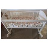 Wooden Baby Cradle With Painted Decorations