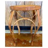 Wood and Woven Rattan Stool