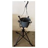 Wrought Iron Plant Stand with Hanging Bucket
