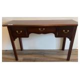 Wood Console Table with Drawers and Brass Pulls