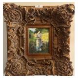 Gilt Frame with Pastoral Lady Oil Painting