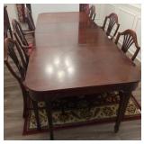 Mahogany Dining Table and Six Chairs, Upholstered