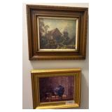 Two Framed Paintings: Landscape and Still Life 16x