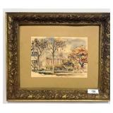 Framed Watercolor Painting of a Capitol Scene