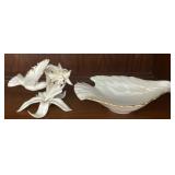 Lenox Porcelain Hummingbird and Shell Dish Set
