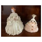 Two Porcelain Figurines with Lace Dresses