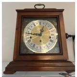 Howard Miller Wood Mantel Clock With Brass Dial