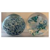Two Art Glass Spherical Paperweights