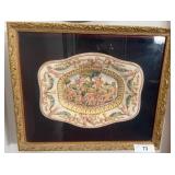 Framed Porcelain Plaque with Cherub Scene