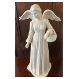 Crackle Glazed Angel Figurine with Basket