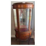 Wood and Glass Curio Cabinet with Inlaid Details