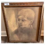 Framed Portrait of a Child in Sepia Tones