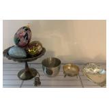 Decorative Eggs and Assorted Silver Items