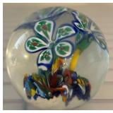 Glass Paperweight With Millefiori Flowers