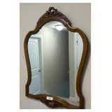 Ornately Carved Wall Mirror, Wood Frame, 26x37